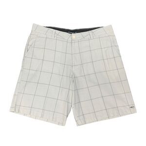O'Neill Shorts Mens 38 White Plaid Walking Bermuda‎ Flat Front High Rise Golf